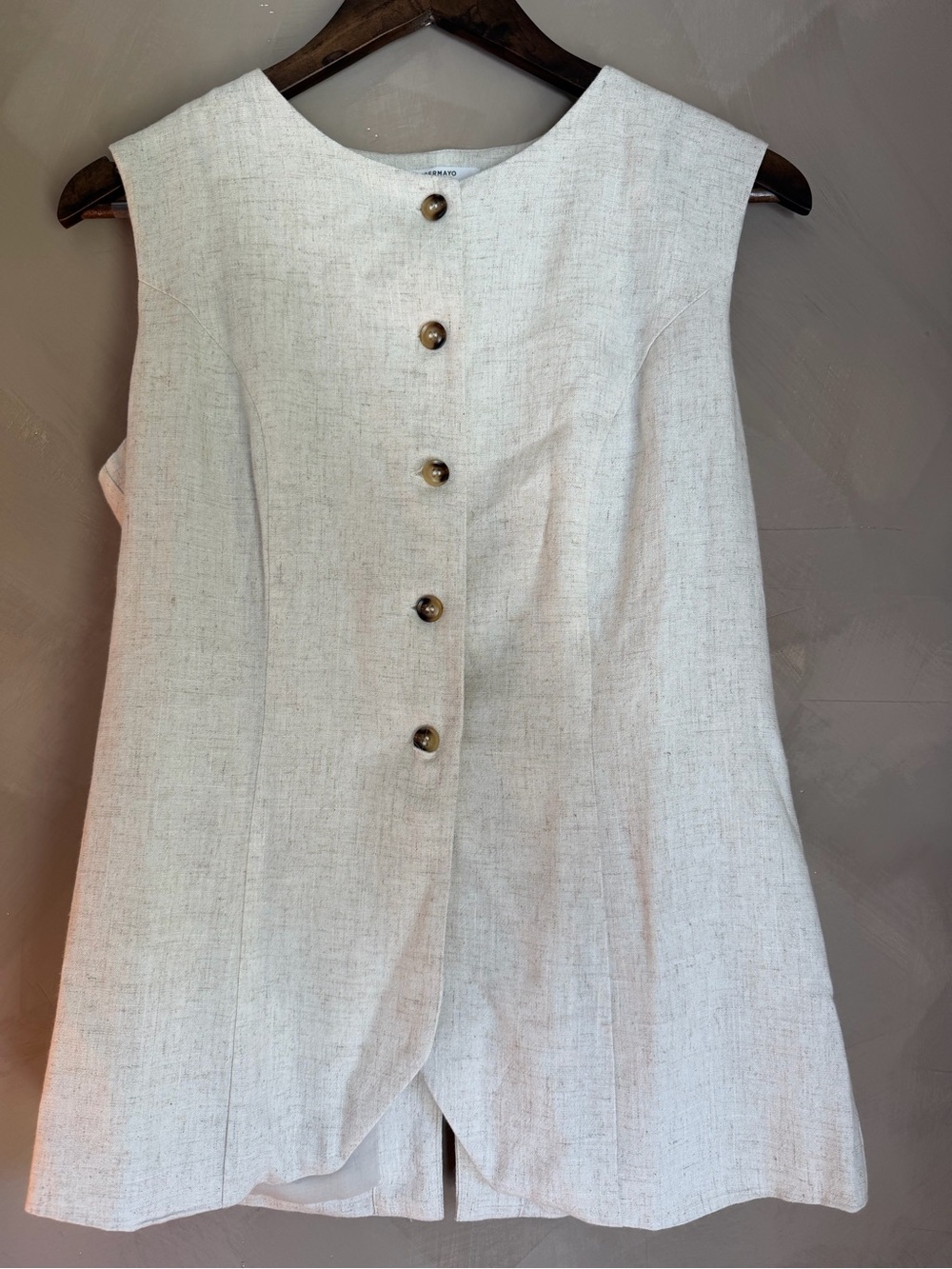 Peppermayo Light Beige Sleeveless Tailored Set with Front Buttons. Full Set.